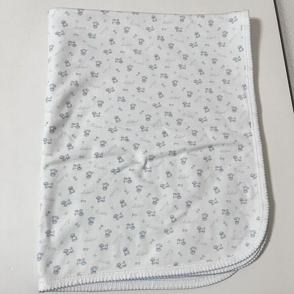 Nordstrom Baby Blue Little Puppy Dog Striped Boys Baby Blanket Lovey Lovie - Picture 2 of 16